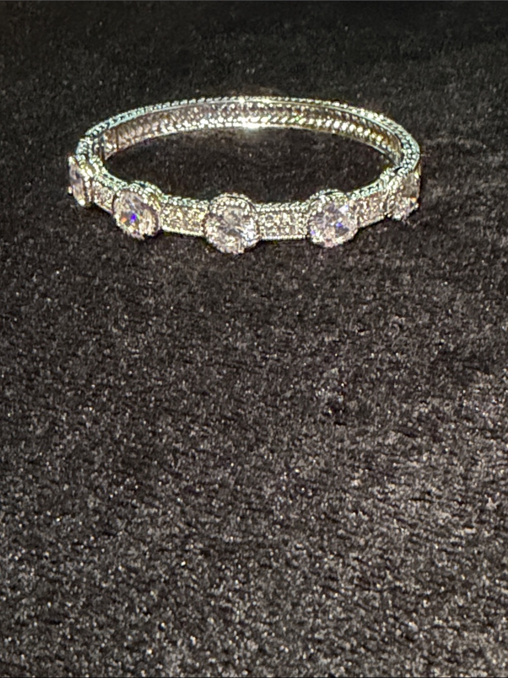 Sparkling Cubic Zirconia Bangle Bracelet - Silver